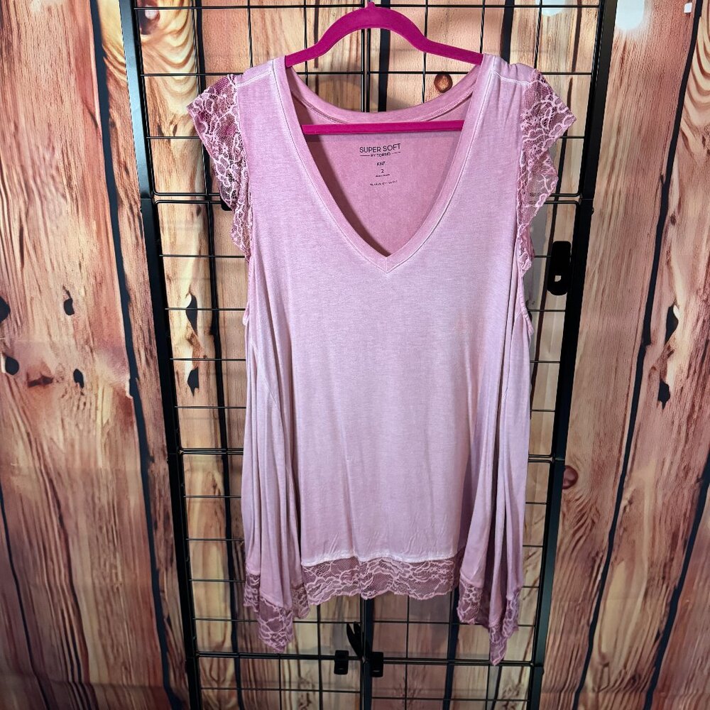 Torrid - Flutter Sleeve Tank Top - Pink - 2x